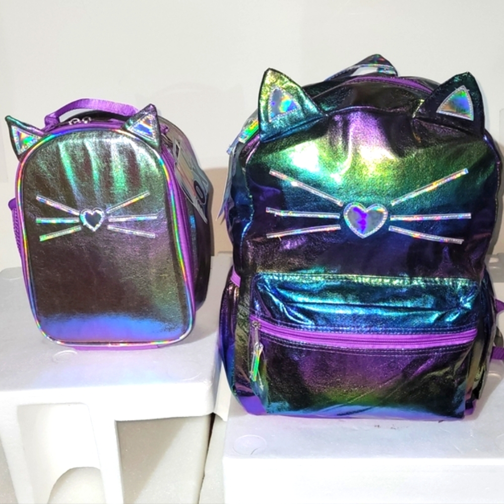 NEW WONDER NATION PURPLE, GREEN & BLUE BACKPACK BOOKBAG and INSULATED LUNCHBOX